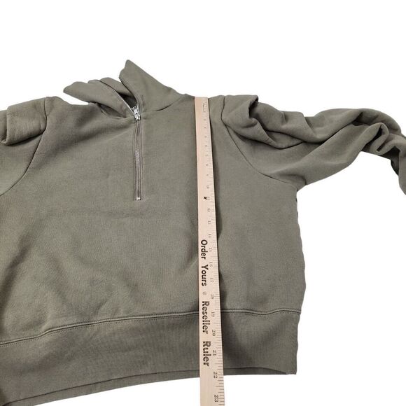 Frame Sweater Womens Large Military Green Shoulder Detail Half Zip Sweatshirt - Picture 10 of 10